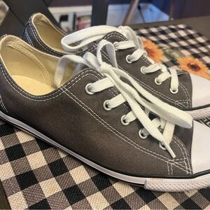 Gray Canvas Sneakers with White Laces